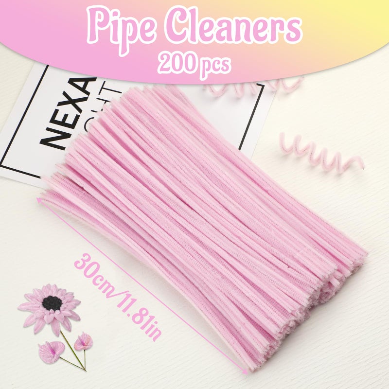 Mnuizu 200pcs Pipe Cleaners,Pipe Cleaners Chenille Stems for Craft, Fuzzy Sticks Christmas Craft Supplies for DIY Art & Creative Crafts Decorations(Light Pink) - Image 2